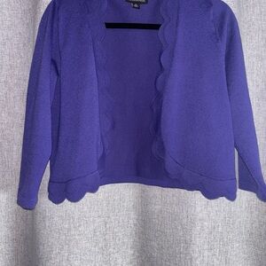 Nina Leonard Scalloped Edge Purple Cardigan